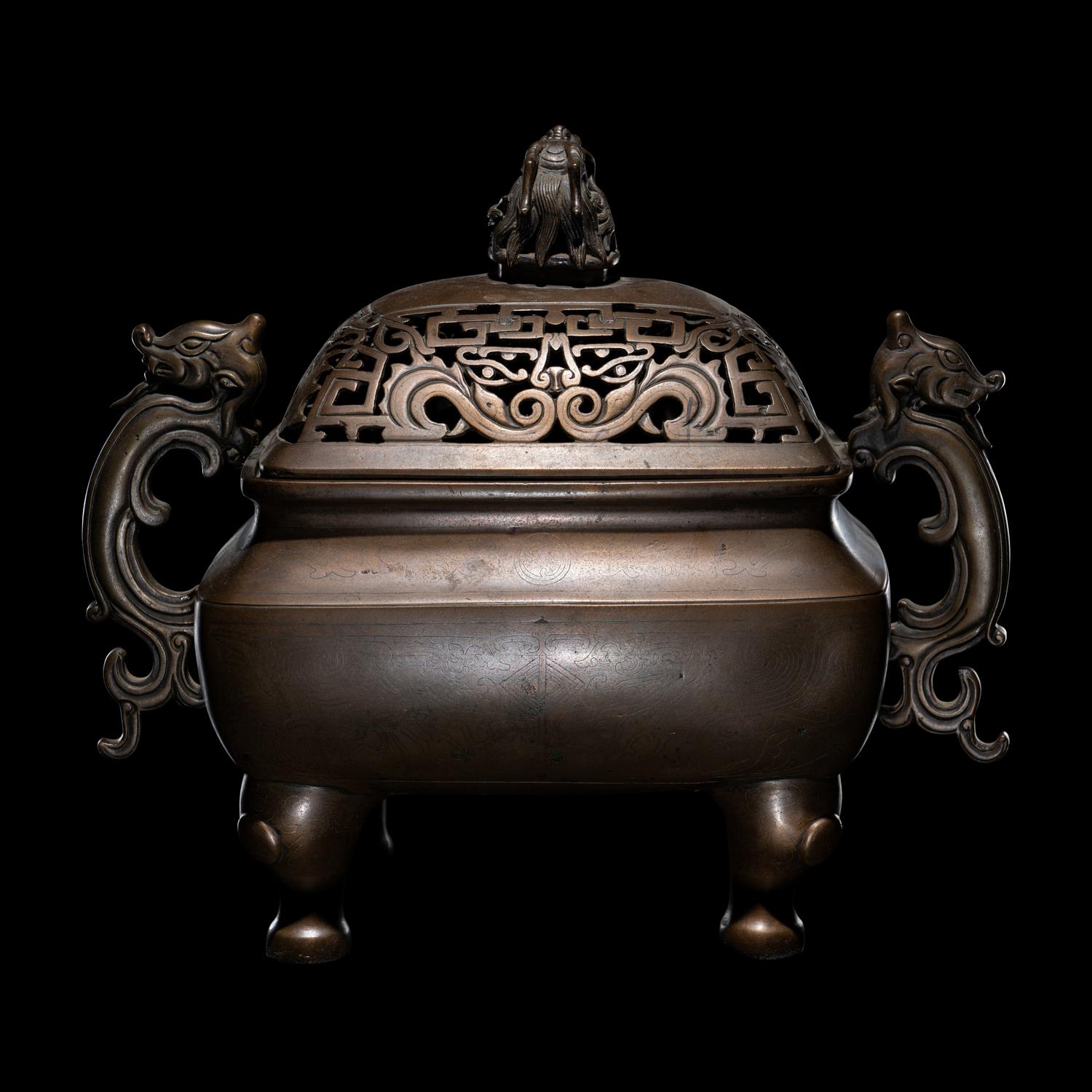 A Silver Inlaid Bronze Incense Burner