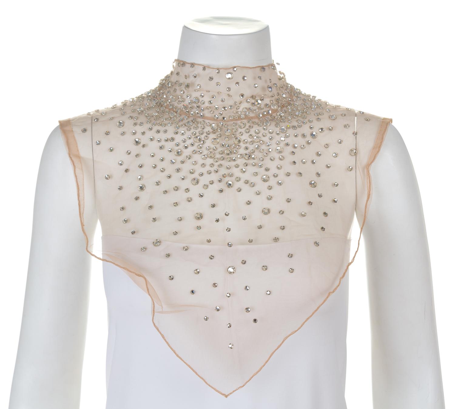 A Pauline Trigere Sheer Crystal Embellished Dicky, No size.