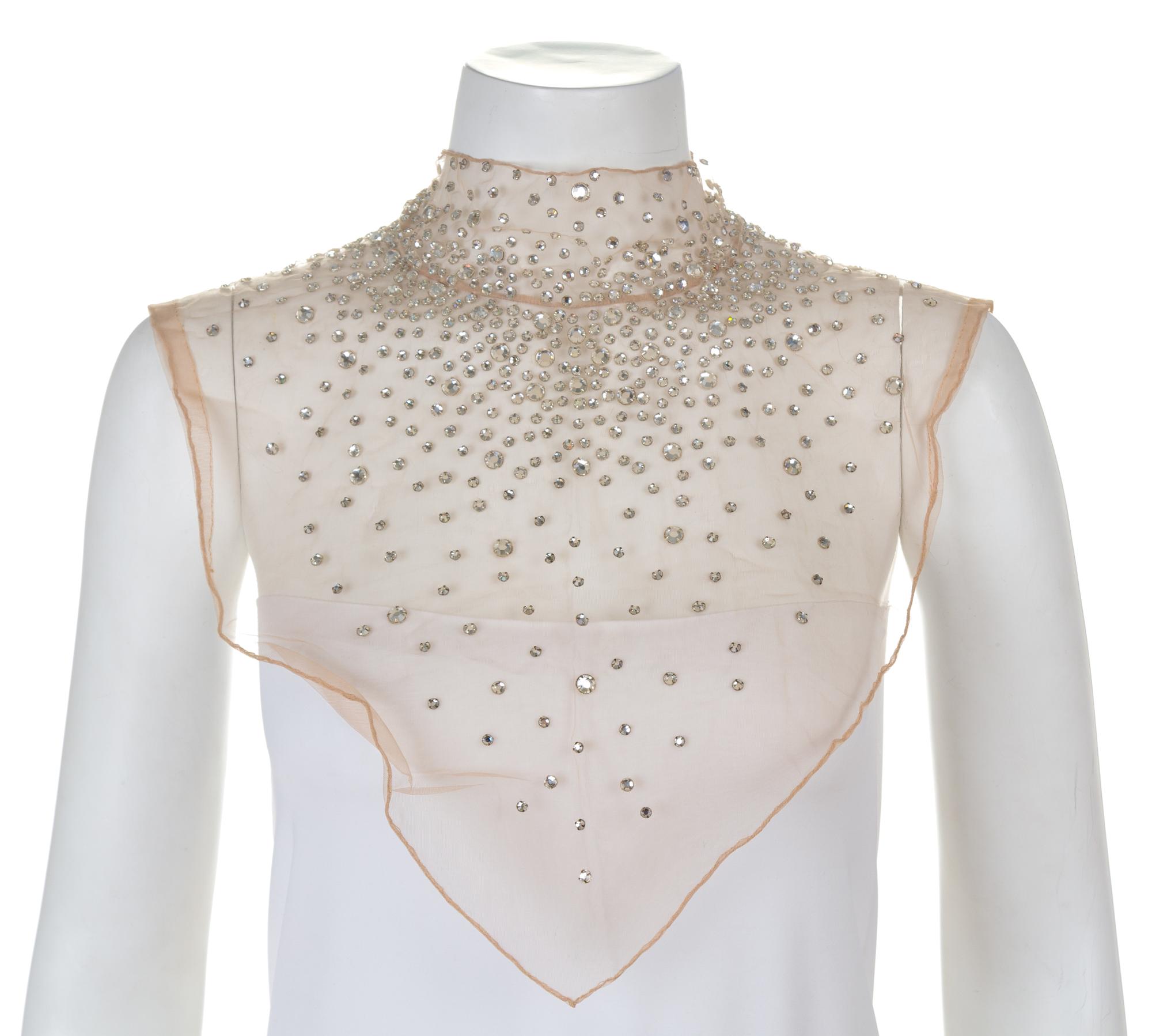 A Pauline Trigere Sheer Crystal Embellished Dicky, No size.