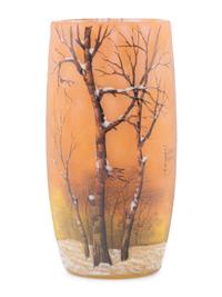 A Daum Nancy 'Winter' Enameled Glass Tumbler Vase