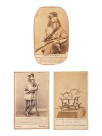 [LINCOLN, Abraham (1809-1865)]. 3 CDVs of Seth Kinman and his famous Elk Horn Chair.