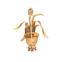 YELLOW GOLD AND RUBY BROOCH
