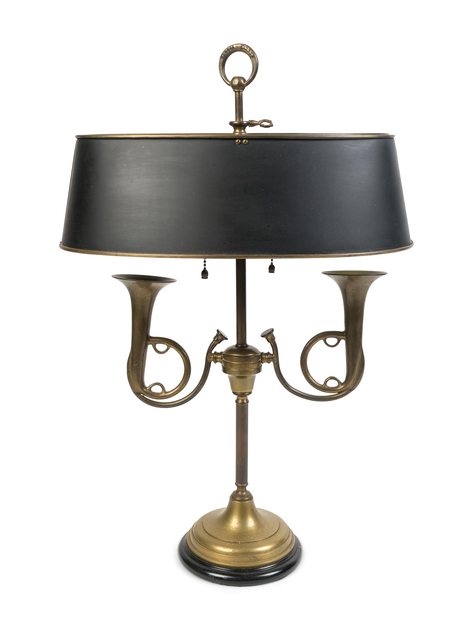A Brass Trumpet-Form Lamp