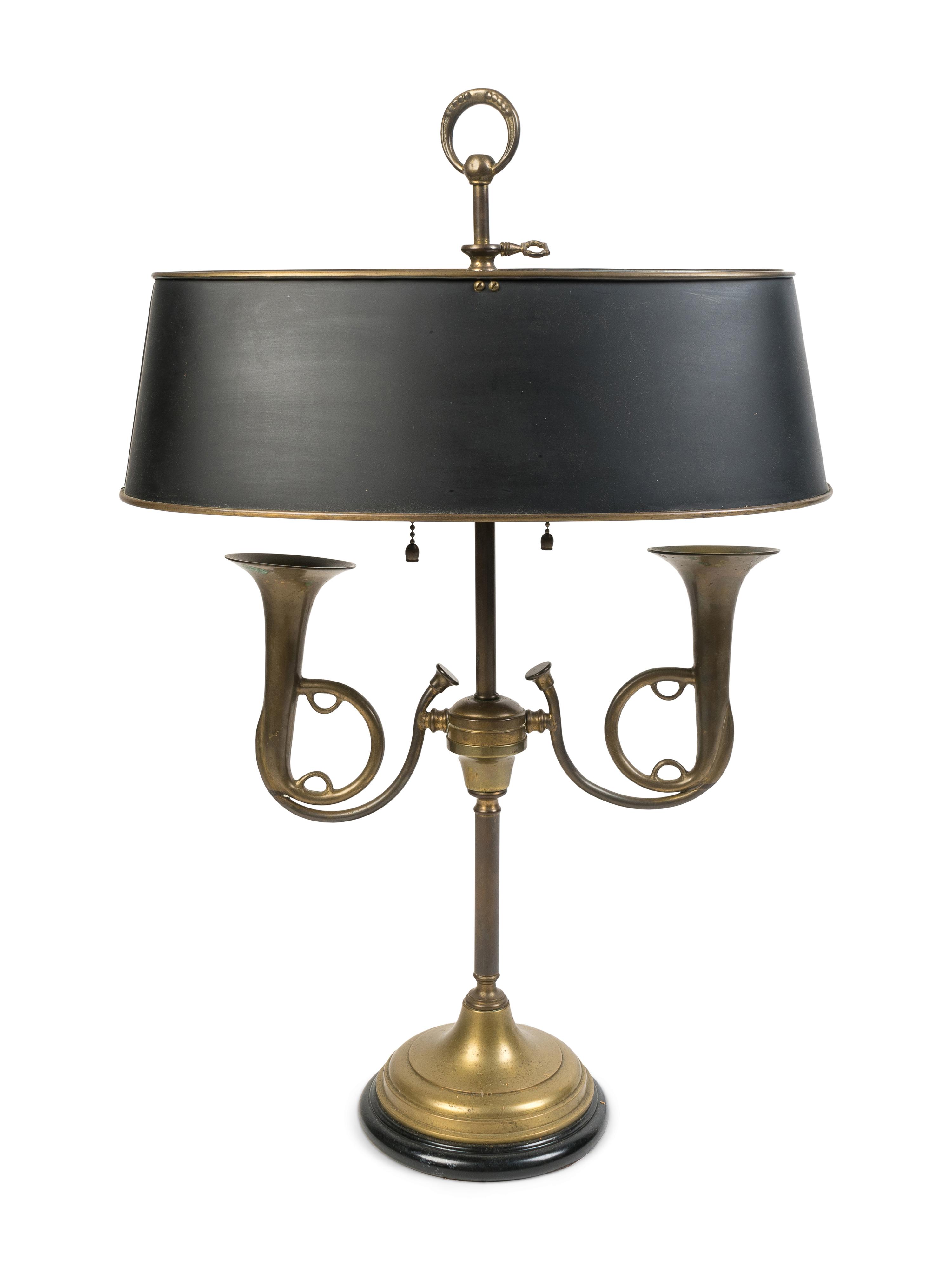 A Brass Trumpet-Form Lamp