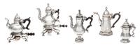 A Group of Five American Silver Tea and Coffee Articles, Obadiah Fisher, New York, NY, comprising two kettles on stands, a teapot, a li