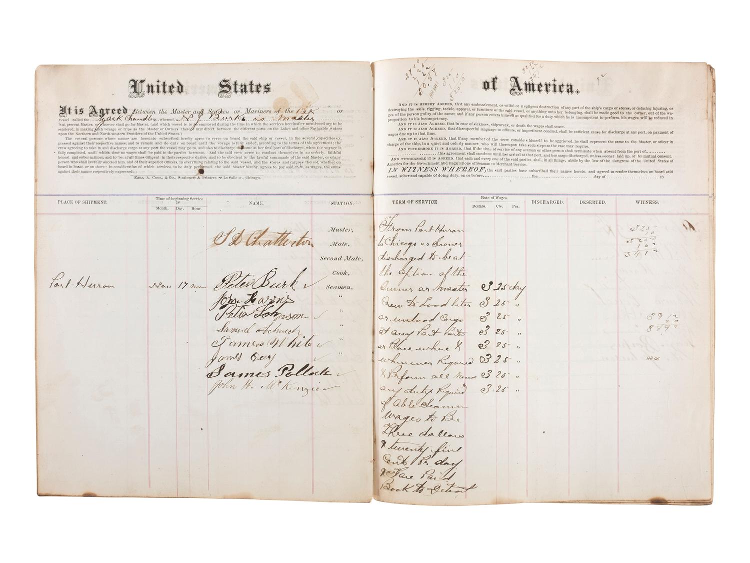 [TRANSPORTATION] -- [SHIPPING]. Letter press copy book featuring discussion of early Great Lakes shipping and commerce within the 1847 business correspondence of Detroit shipbuilder, merchant, and vessel owner Elon W. Hudson (1818-1901).