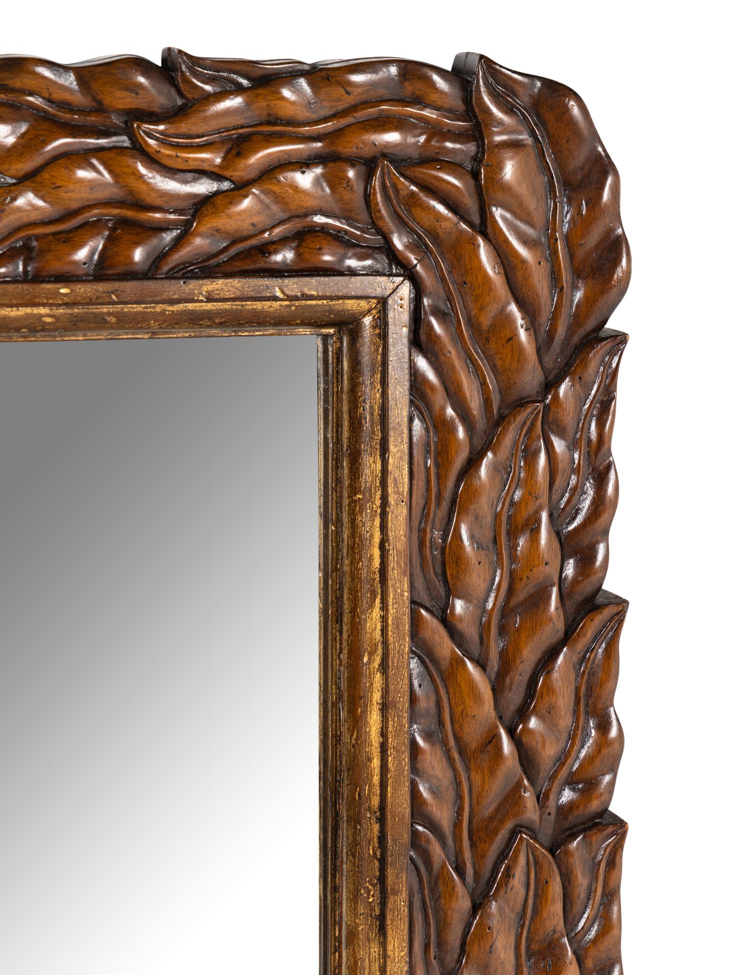A Contemporary Leaf-Carved Mirror