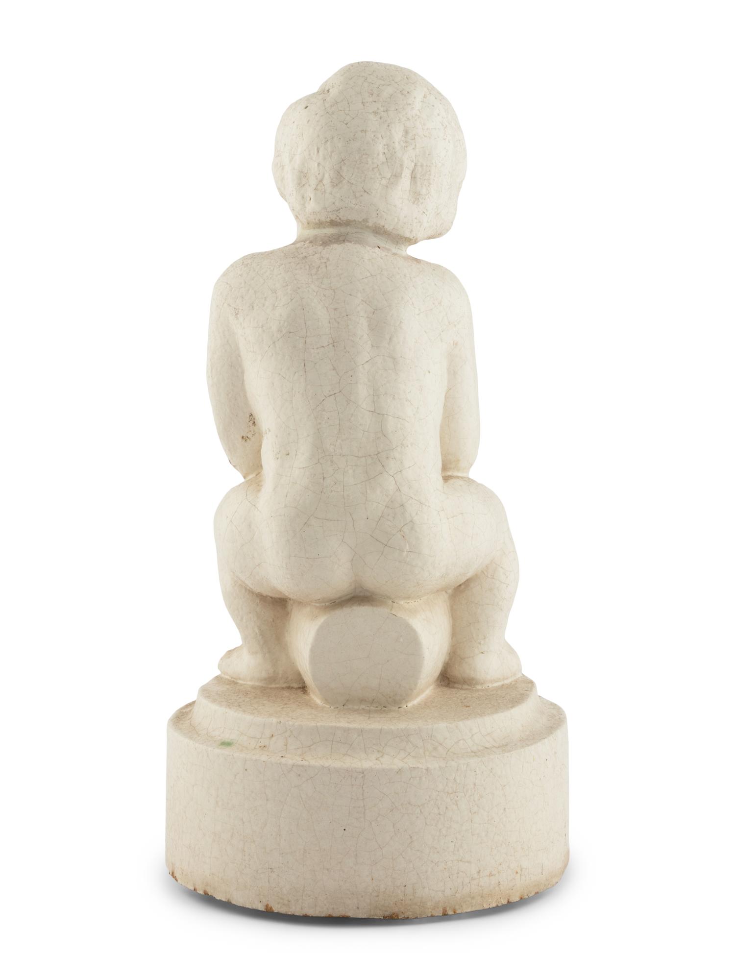 A White-Glazed Terra Cotta Fountain Figure