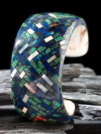 Mosaic Inlay Spiny Oyster Shell Cuff Bracelet