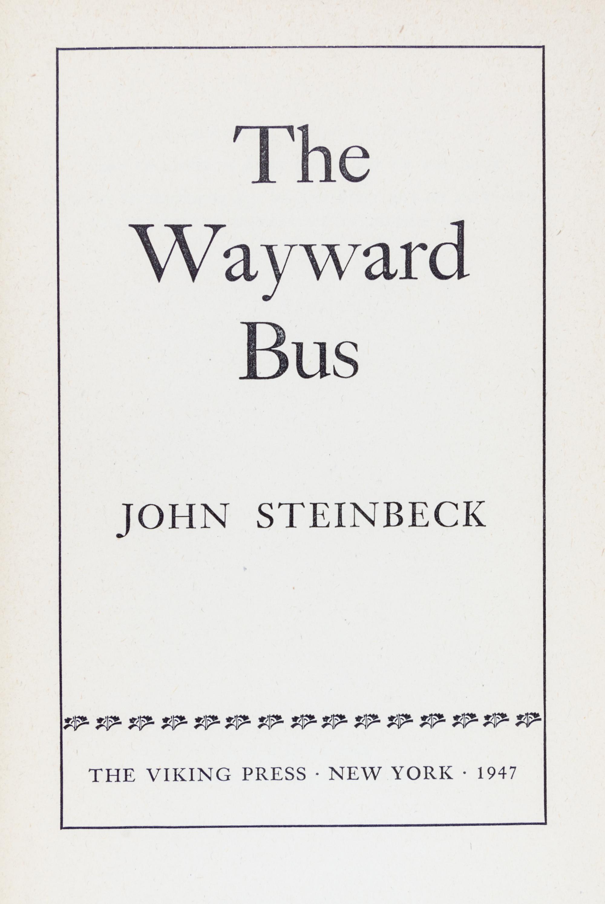 STEINBECK, JOHN. Three first editions.