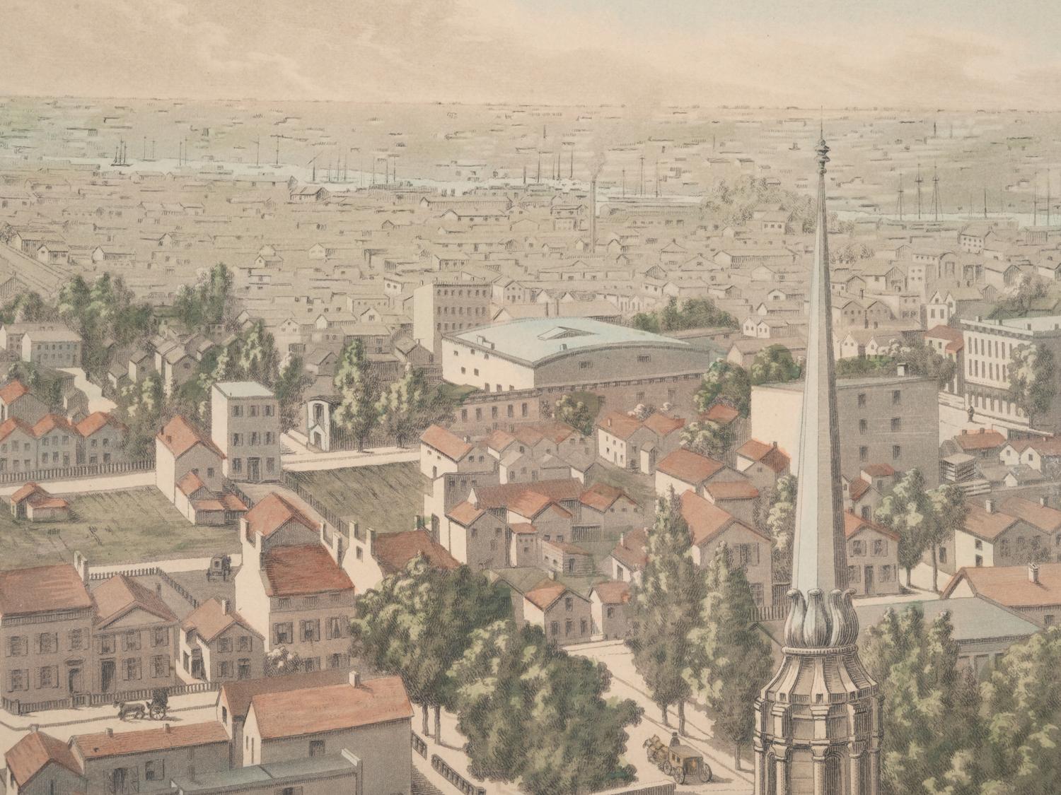 A group of 4 aquatint prints of Chicago by A. Ackermann and Son, Inc., comprising: