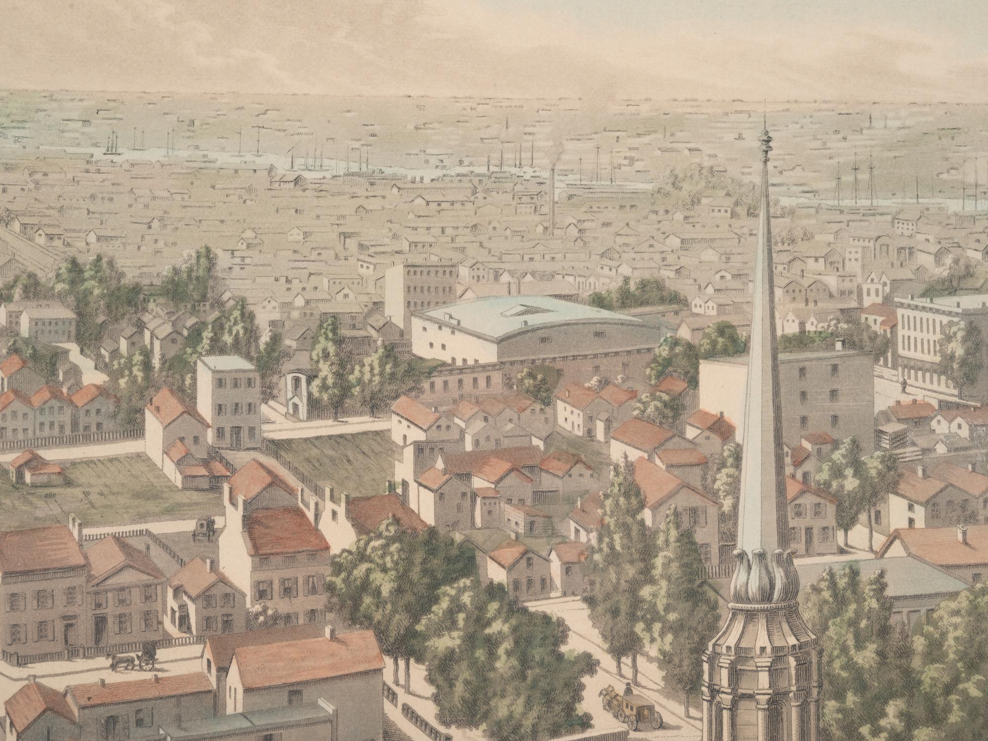 A group of 4 aquatint prints of Chicago by A. Ackermann and Son, Inc., comprising: