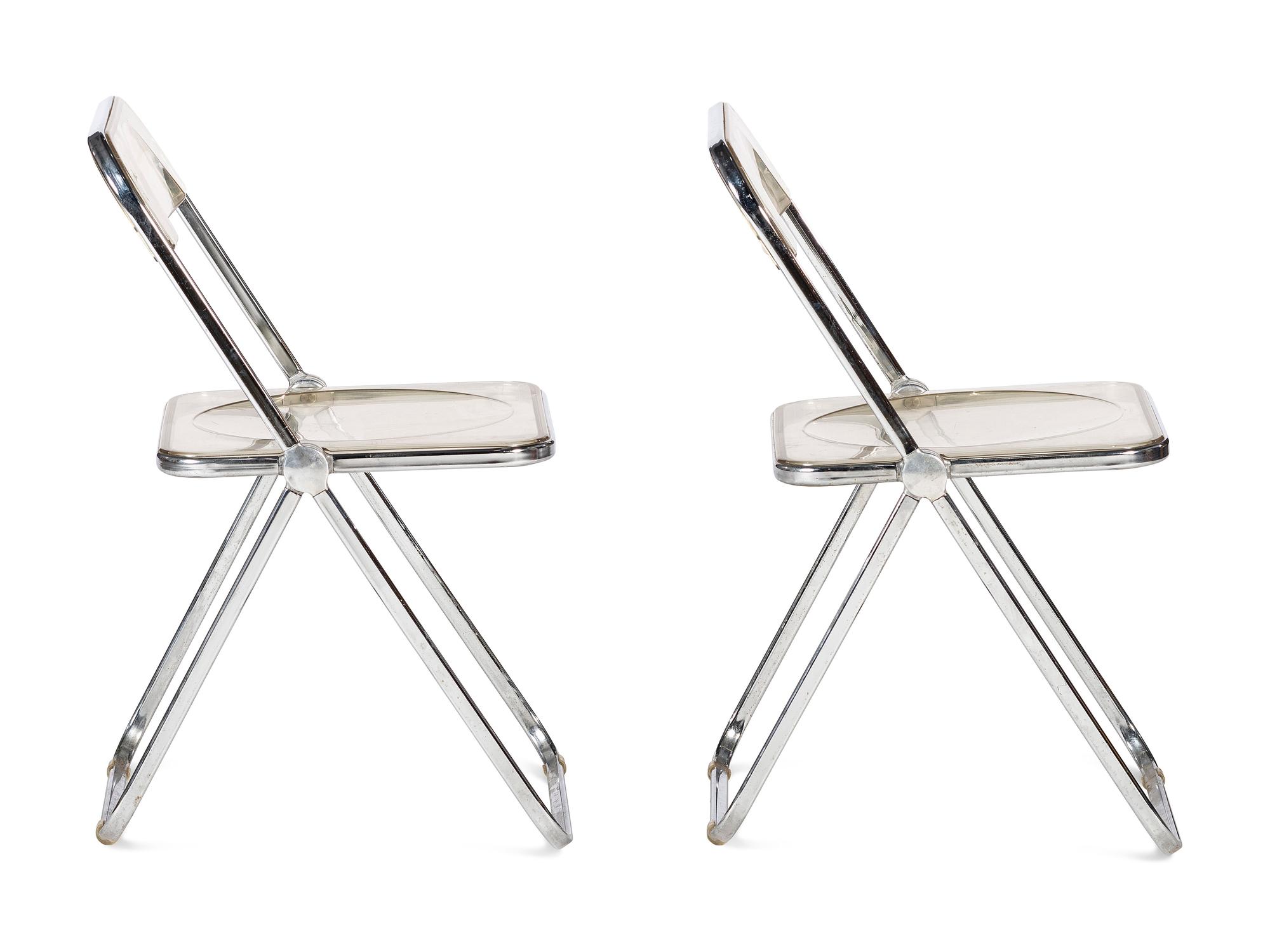 A Pair of Italian Lucite Folding Chairs