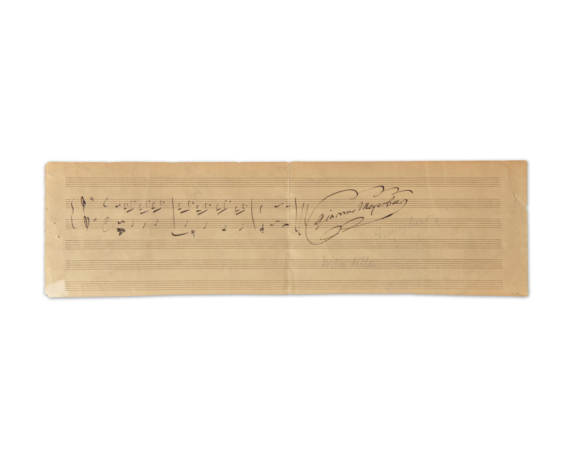 [Music] Meyerbeer, Giacomo Autograph Music Quotation, signed