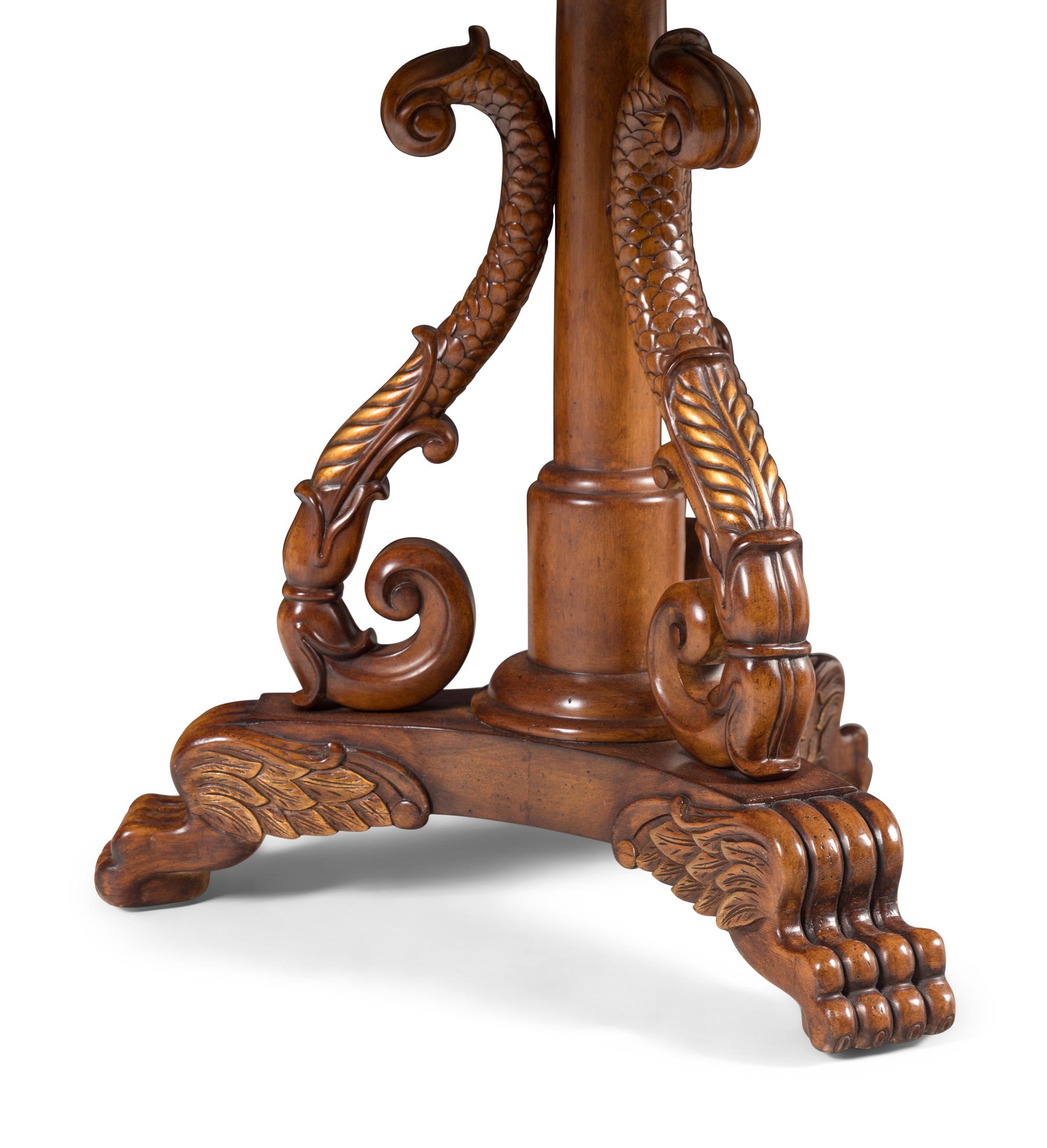 A Pair of Regency Style Parcel-Gilt Pine and Stone-Top Side Tables