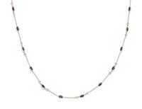 YELLOW GOLD, SAPPHIRE AND DIAMOND NECKLACE