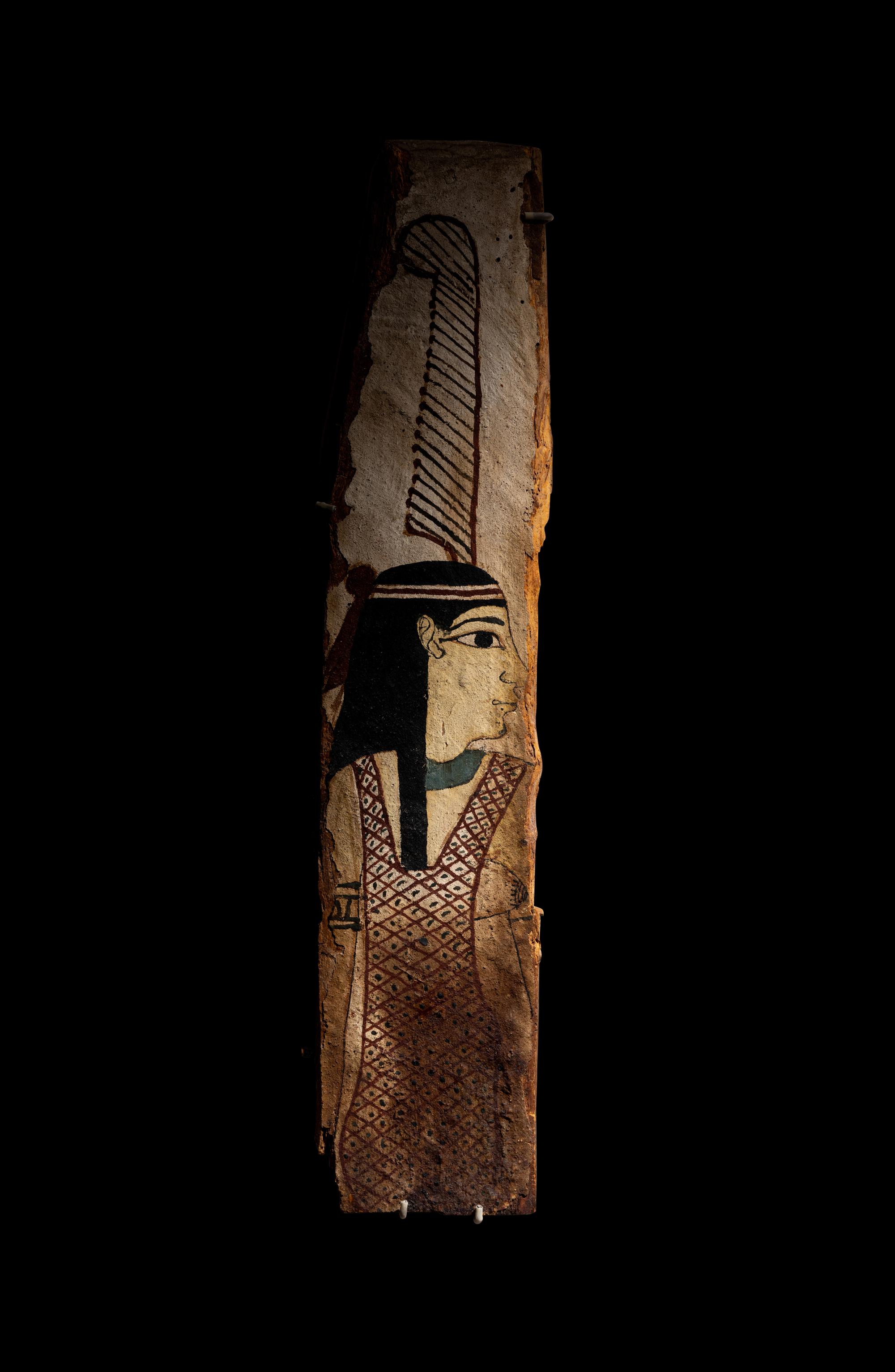 An Egyptian Painted Wood Fragment with the Figure of Nephthys