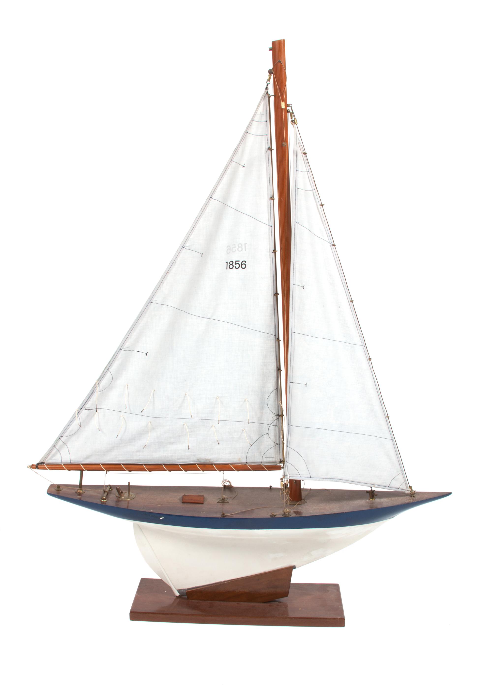 Two Painted Wood Boat Models Height of first 41 3/4 inches.