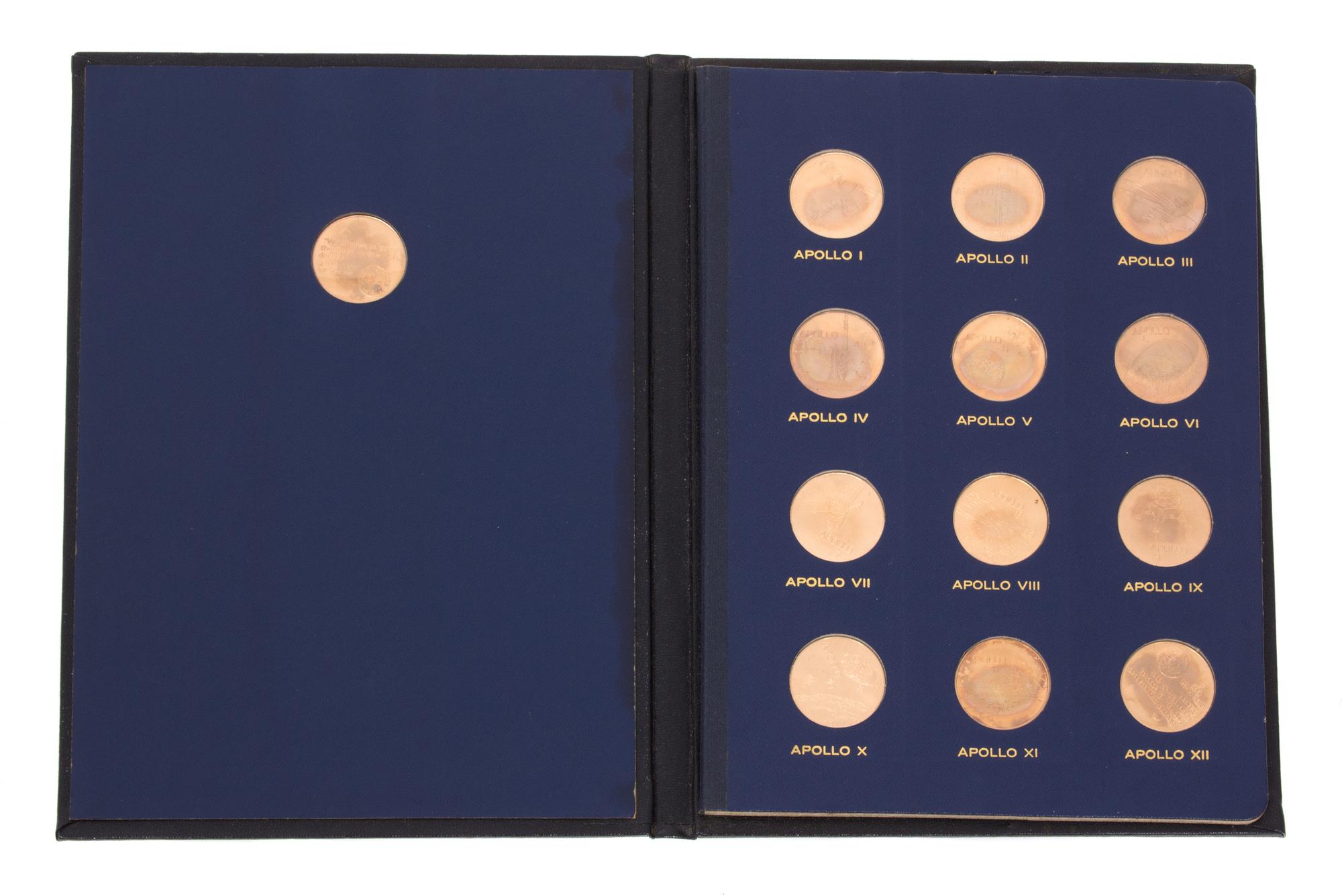 A Commemorative Album of 13 The Apollos Medallions, Diameter of each medallion 1 1/4 inches.