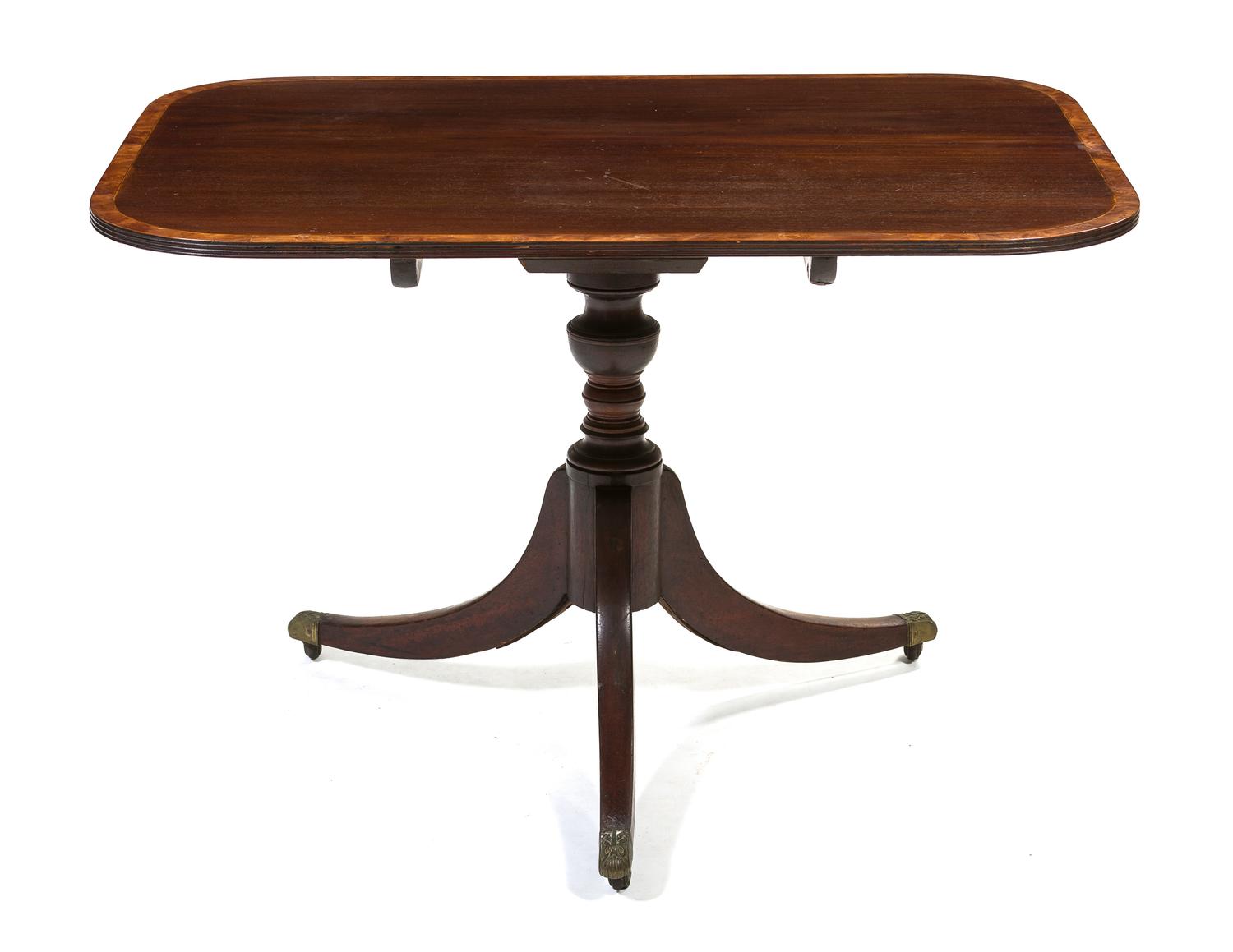 A George III Style Mahogany Breakfast Table, Height 30 x width 46 x depth 34 1/2 inches.