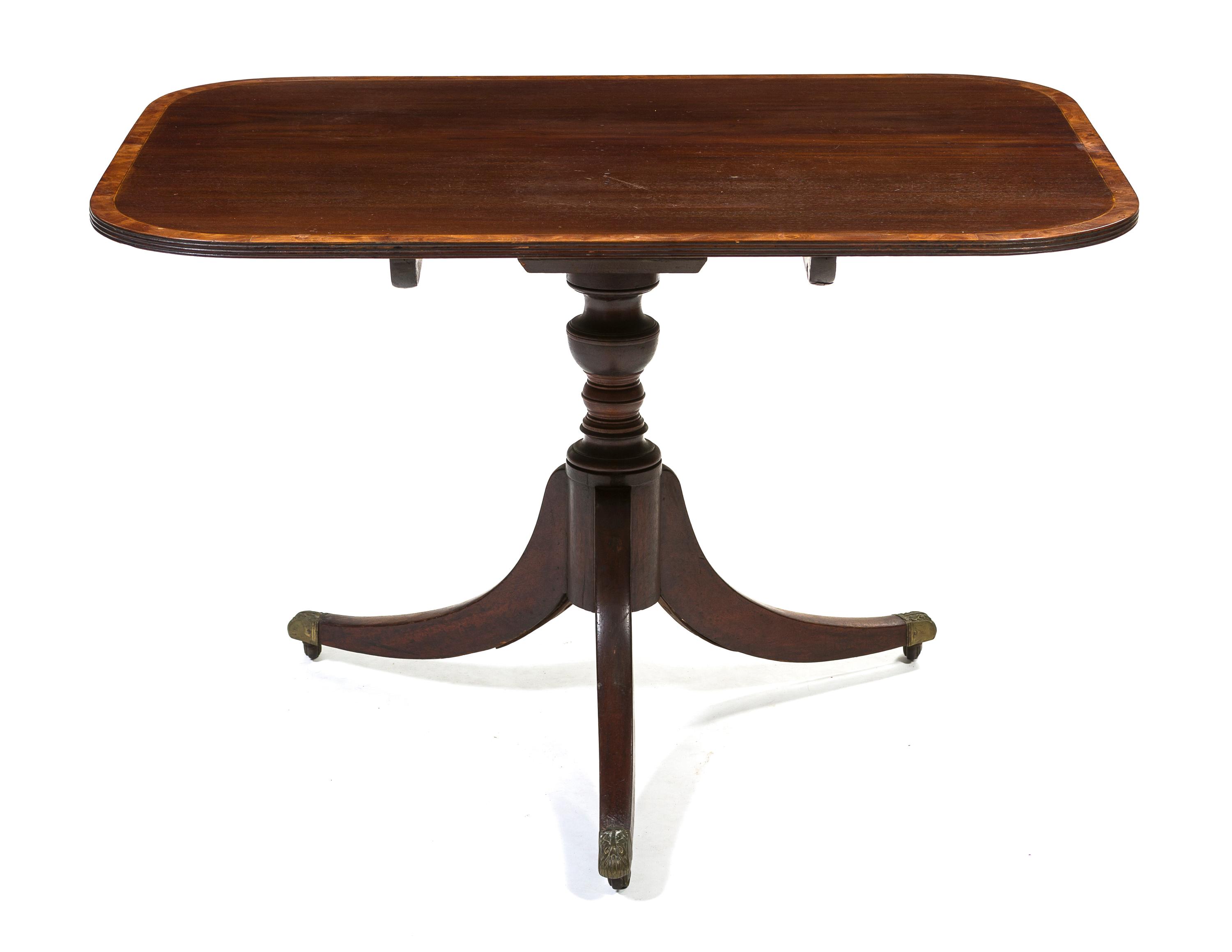 A George III Style Mahogany Breakfast Table, Height 30 x width 46 x depth 34 1/2 inches.