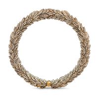 A Pair of Carved, Gilt and Silvered Wood Laurel Wreath Mirrors