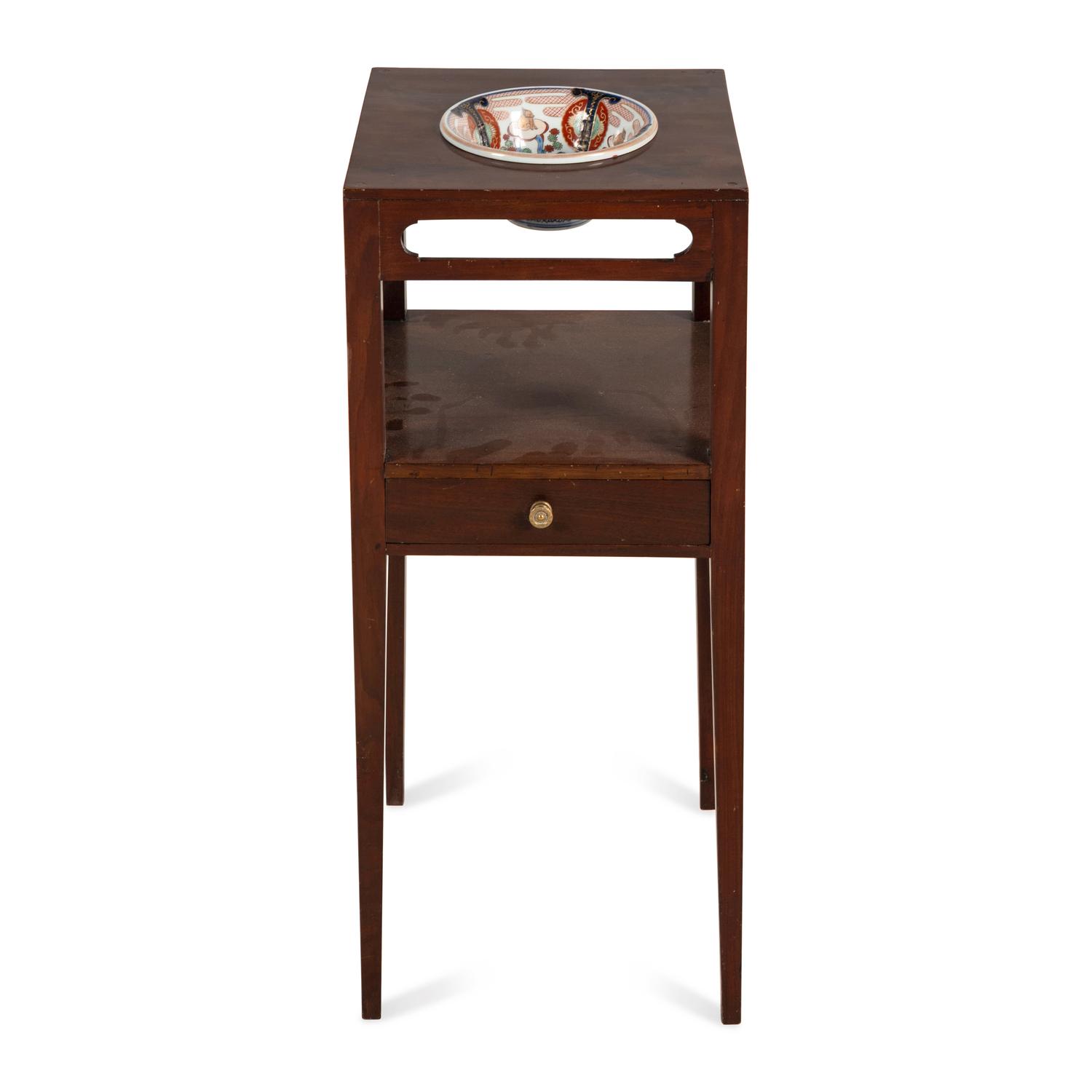 A Mahogany Wash Stand and Chinese Porcelain Bowl