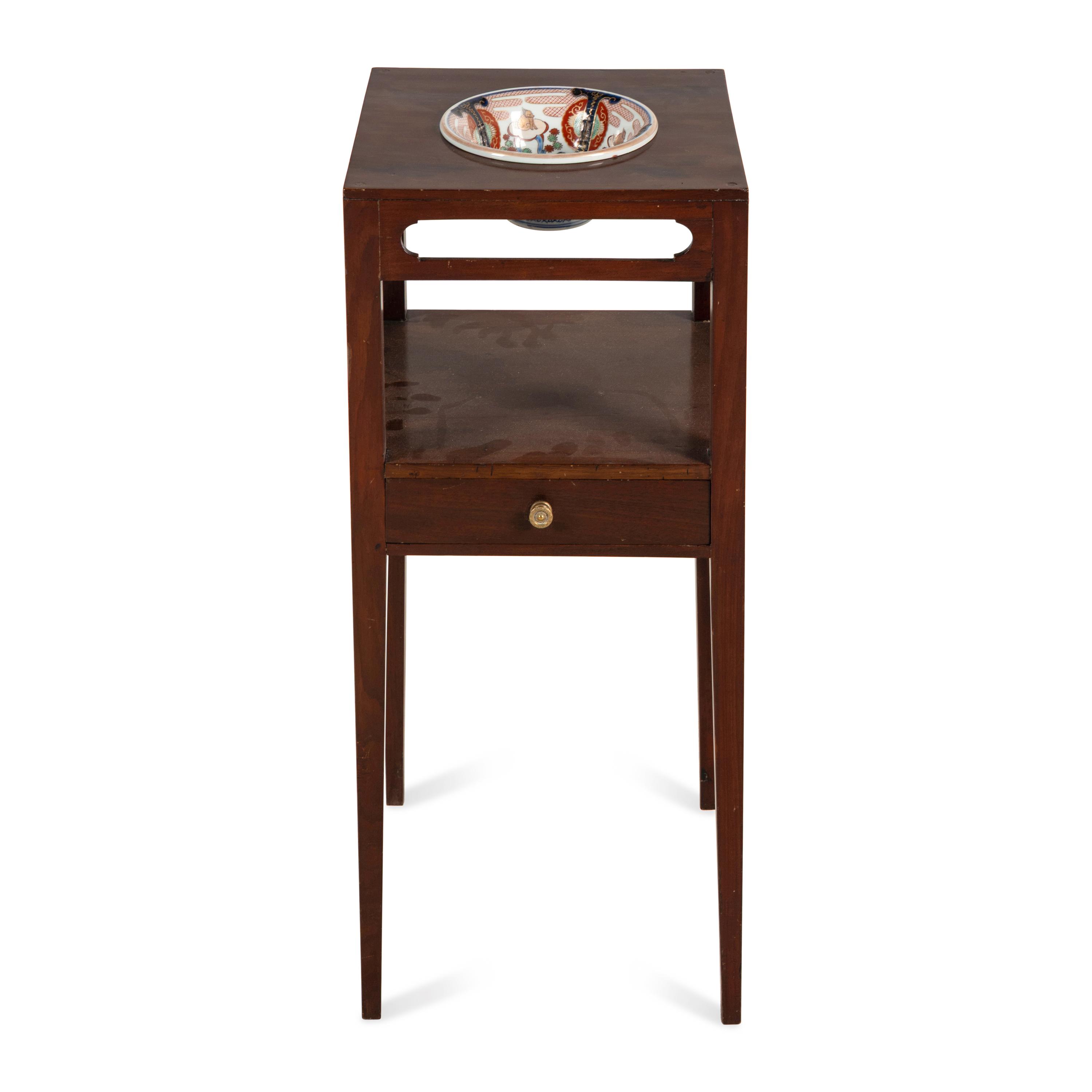 A Mahogany Wash Stand and Chinese Porcelain Bowl