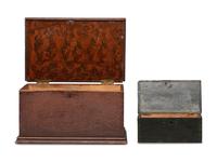 Two Painted Pine Lift-Top Boxes