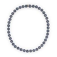 Diamond. Sapphire, and White Gold Flower Necklace