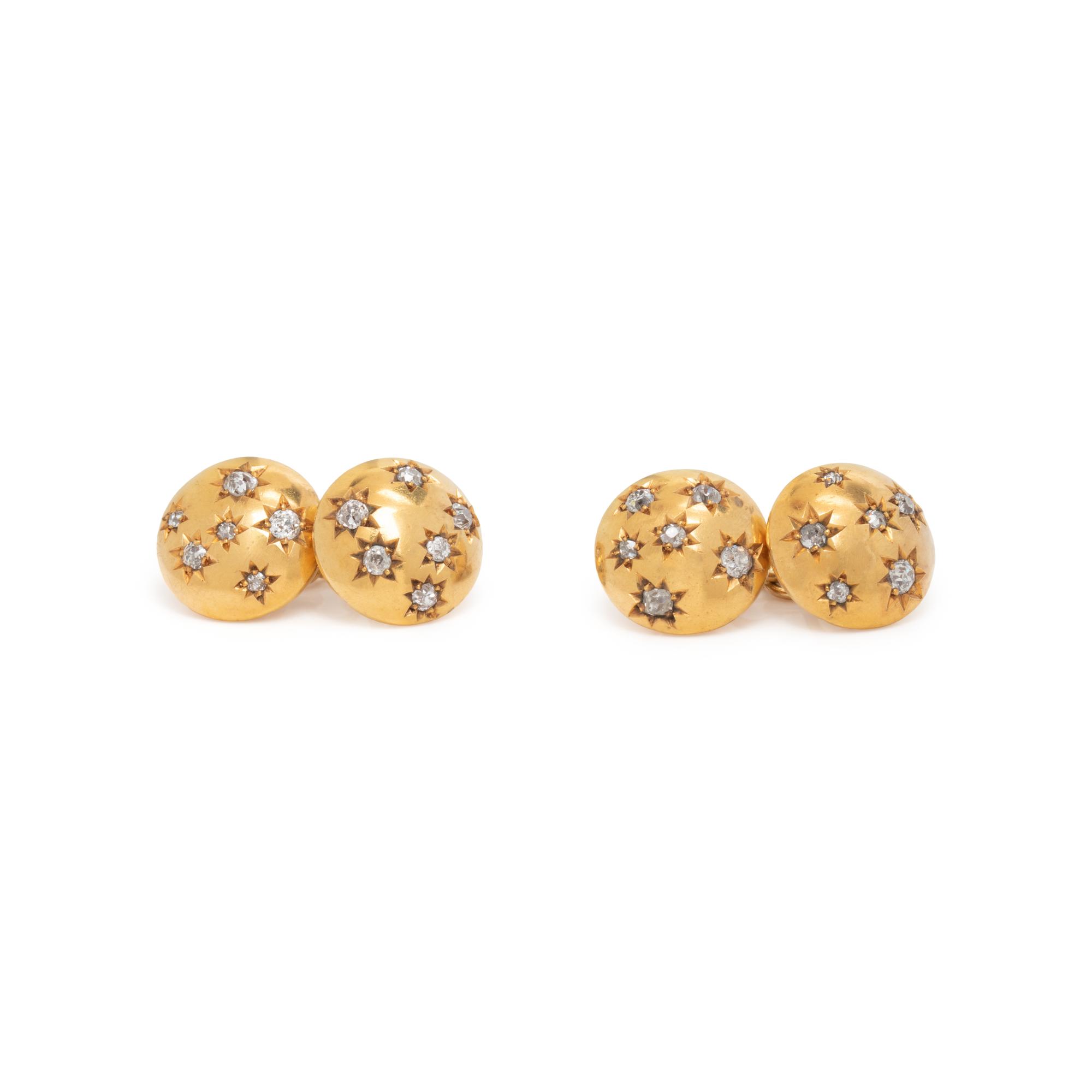 YELLOW GOLD AND DIAMOND CUFFLINKS