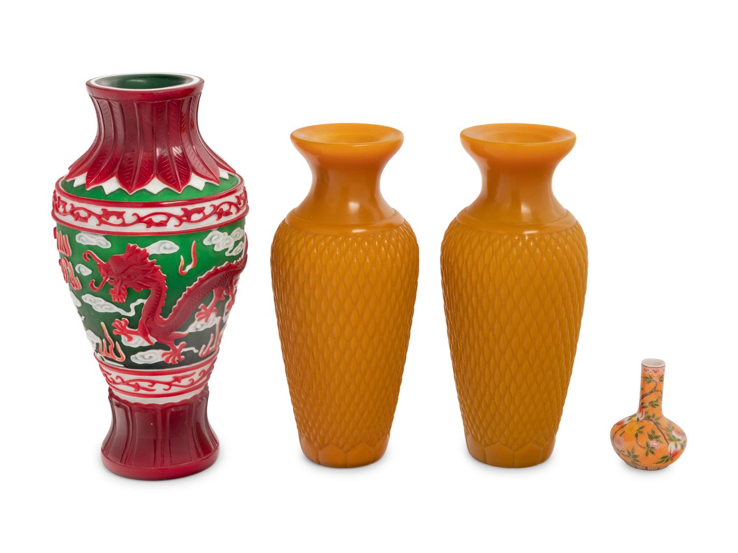 Four Chinese Glass Vases