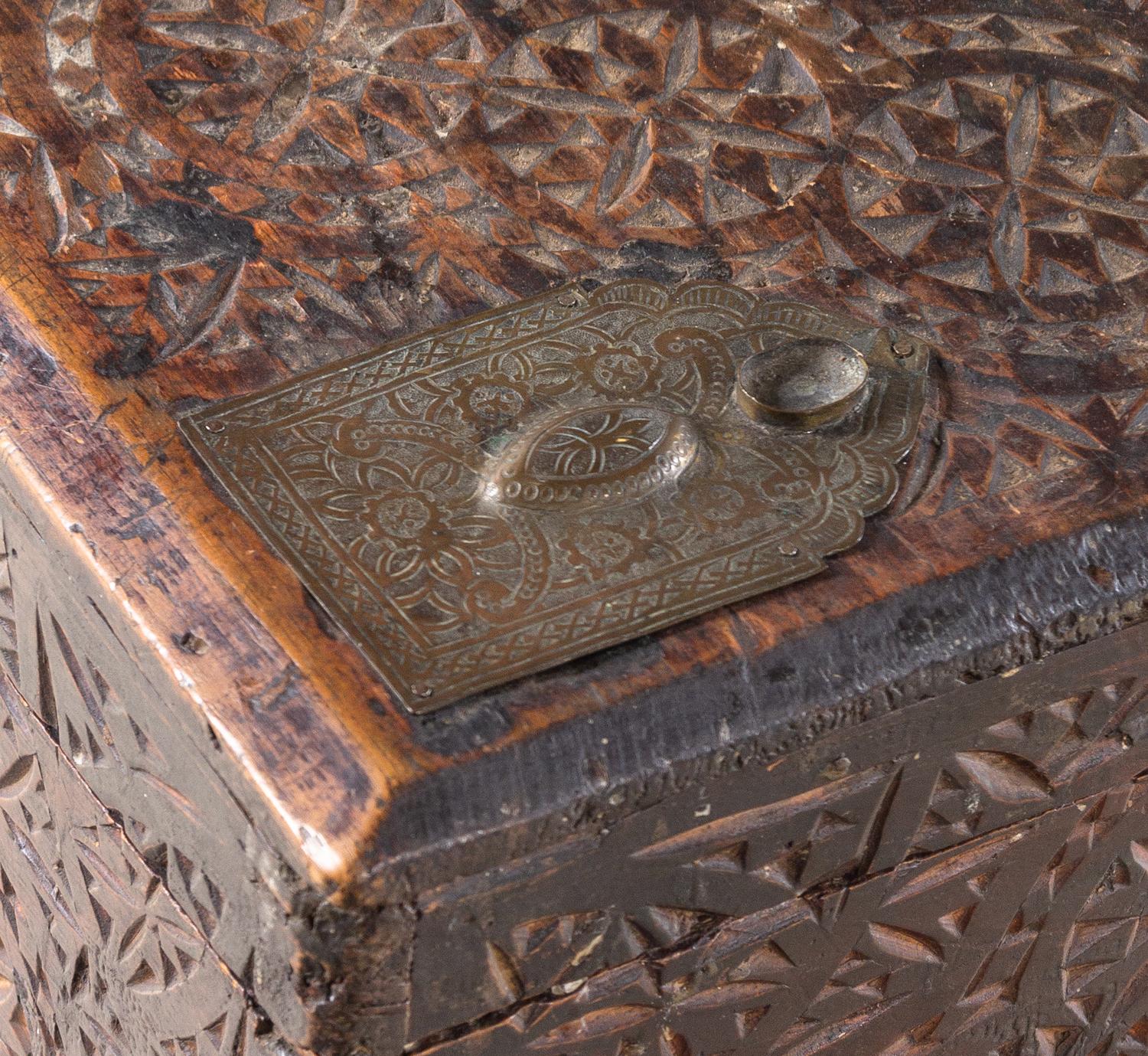 An Anglo-Indian Style Carved Teakwood Trunk