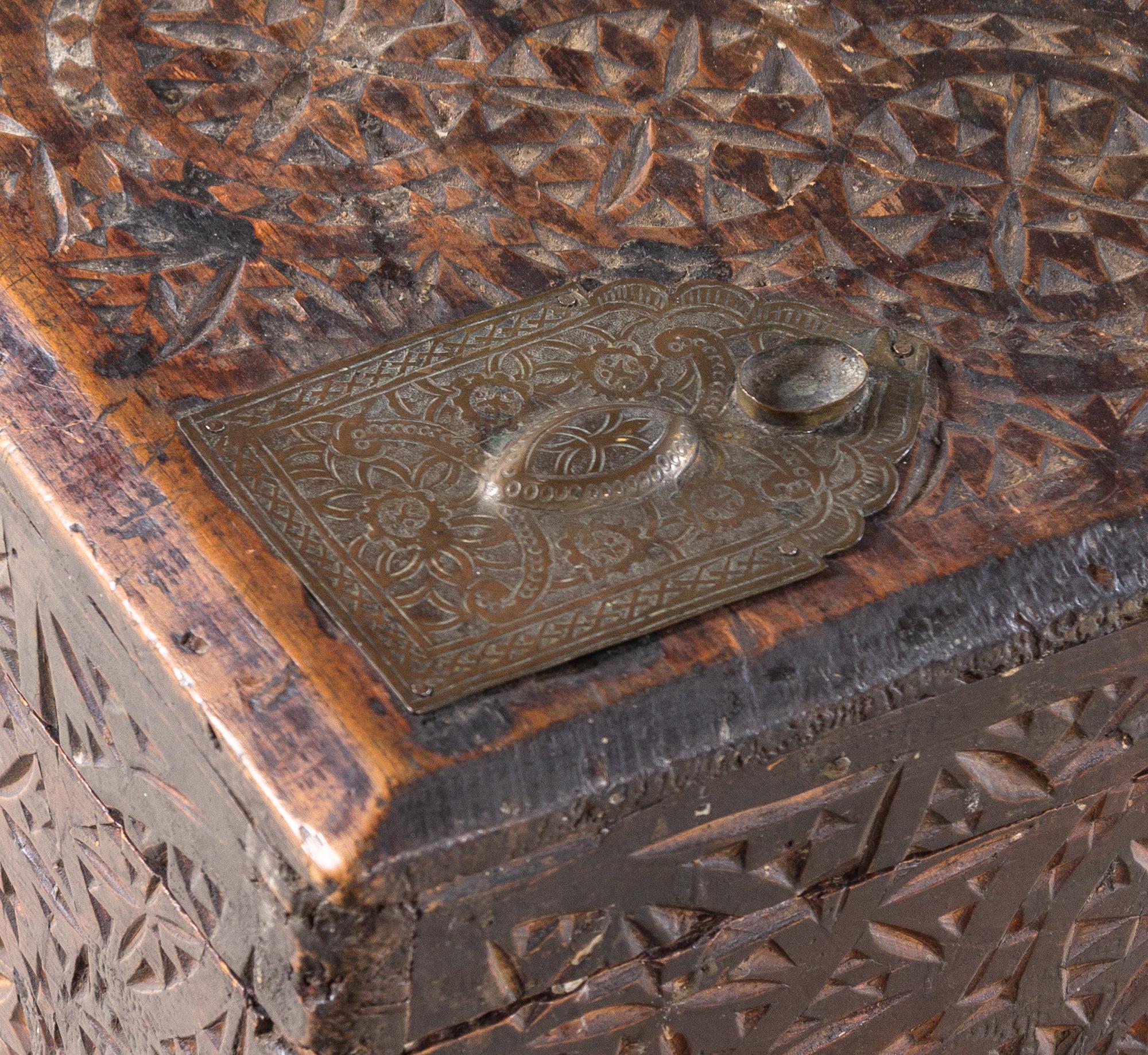 An Anglo-Indian Style Carved Teakwood Trunk