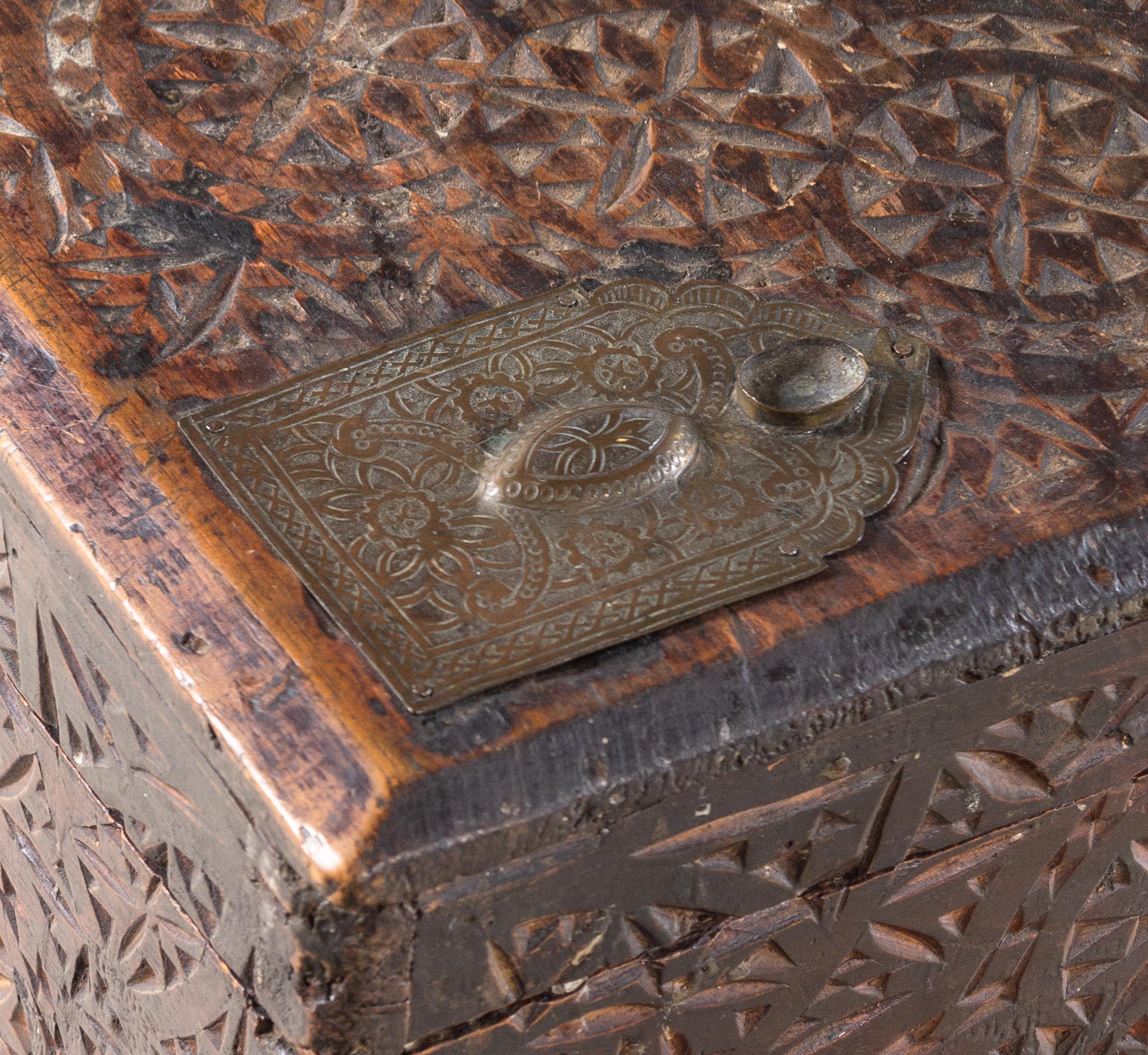An Anglo-Indian Style Carved Teakwood Trunk