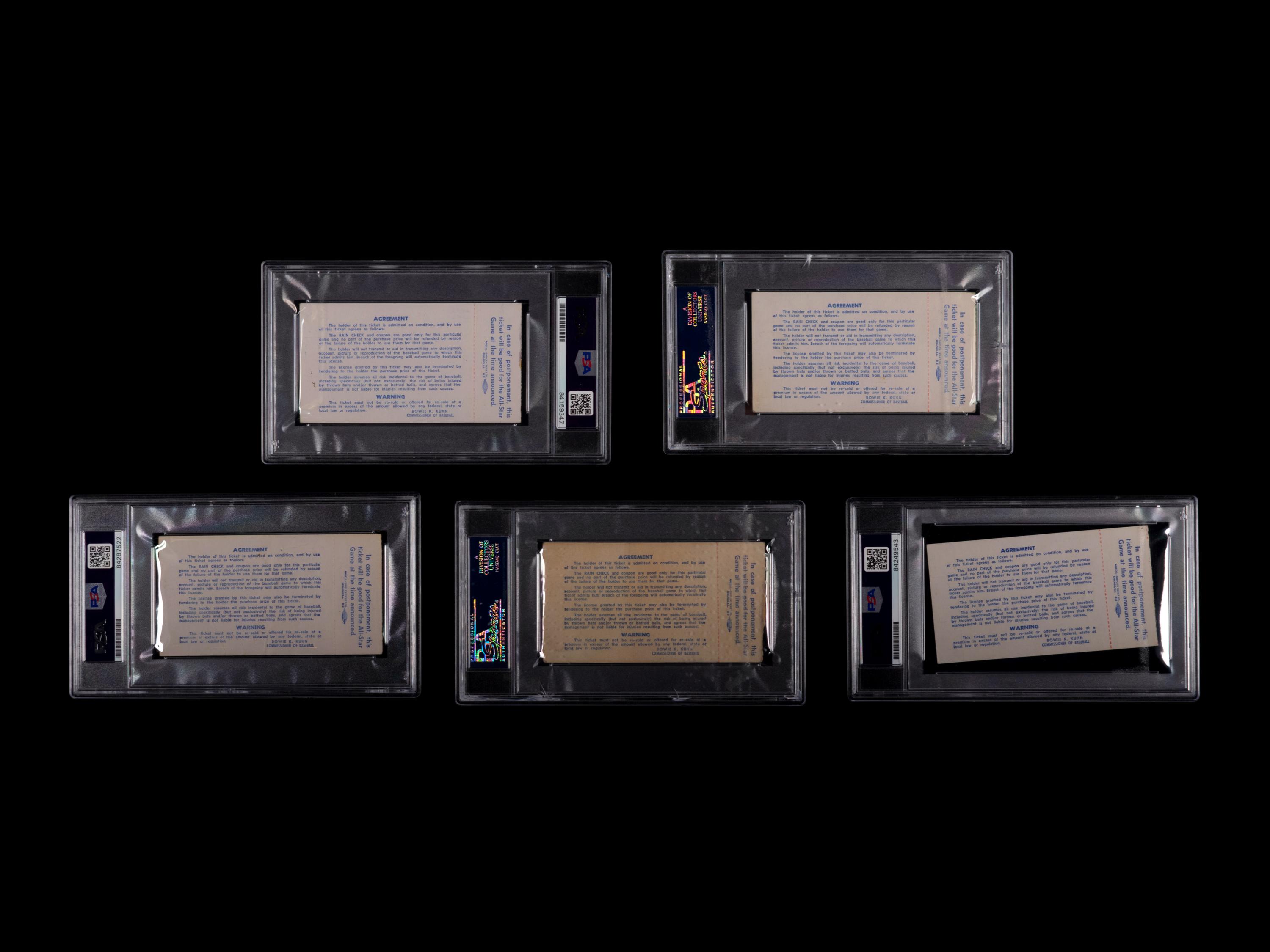 An Exceptional Collection of 29 1971 Major League Baseball All-Star Game Signed Autograph Tickets (PSA Authentic Encapsulated),