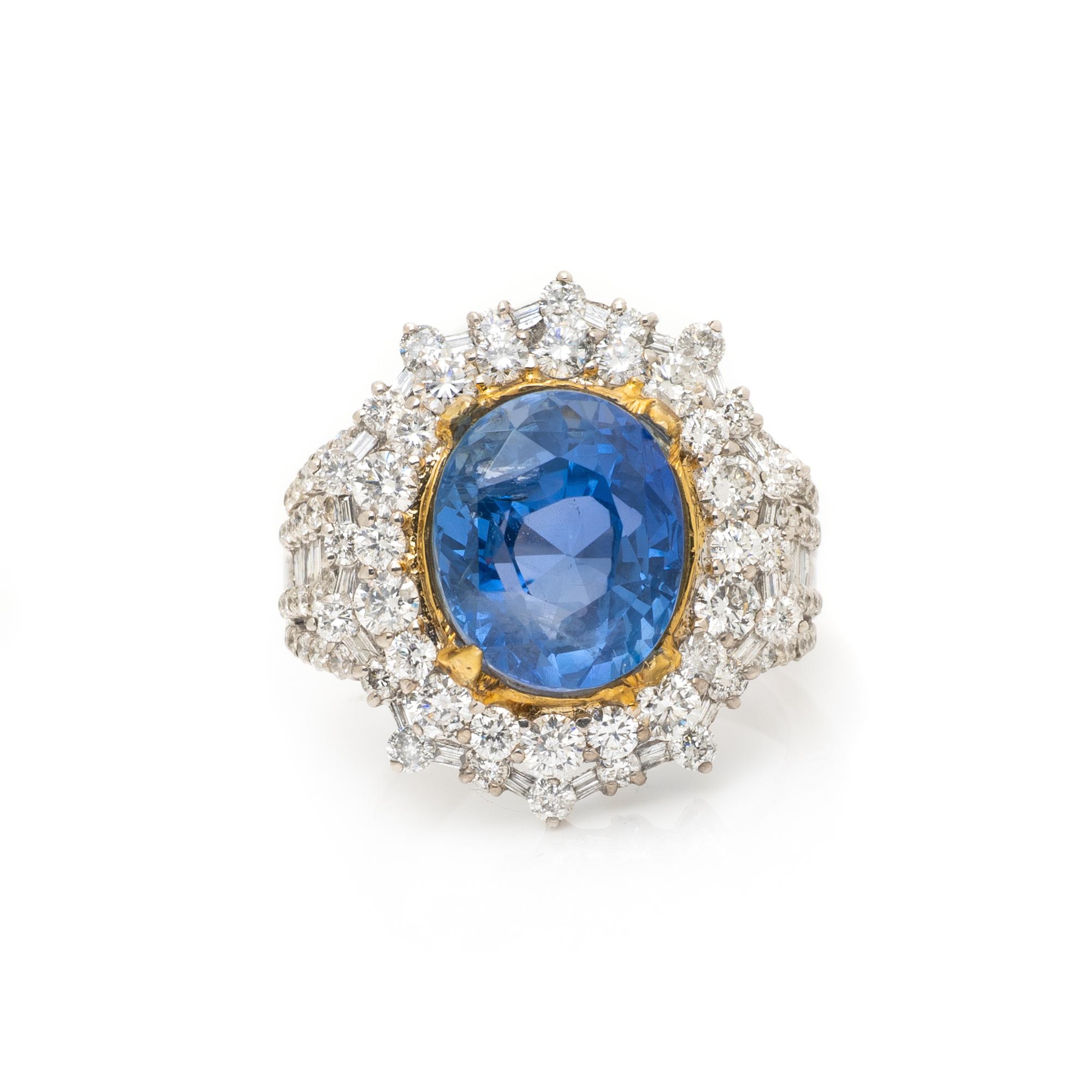 BURMESE SAPPHIRE AND DIAMOND RING