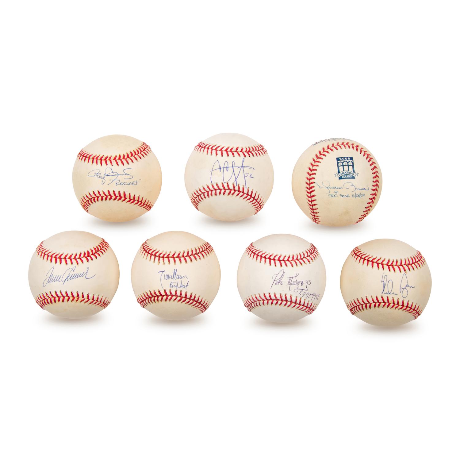 A Collection of Seven Hall of Fame and Notable Pitcher Signed Autograph Baseballs