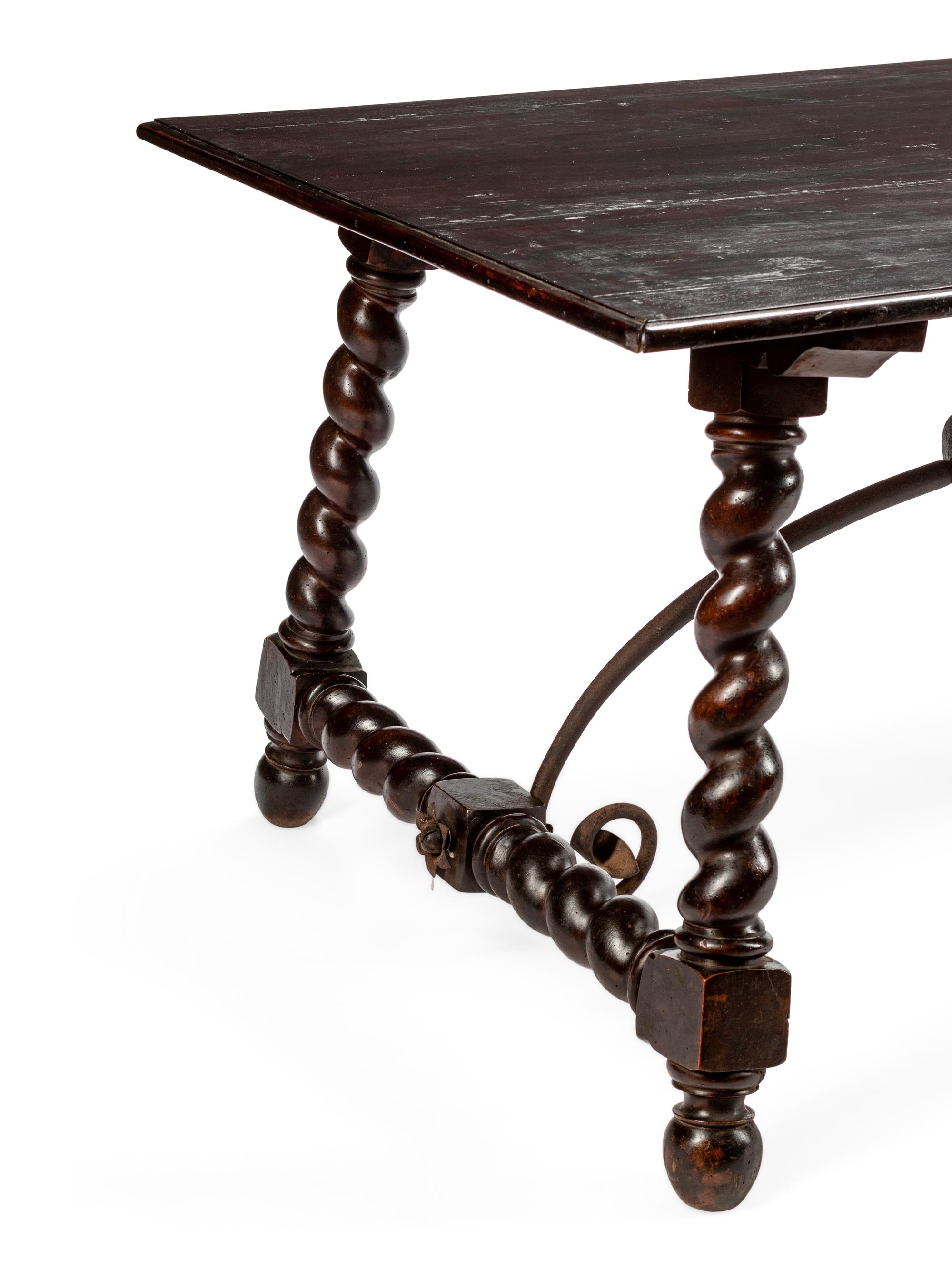 A Louis XIV Iron-Mounted Trestle Table