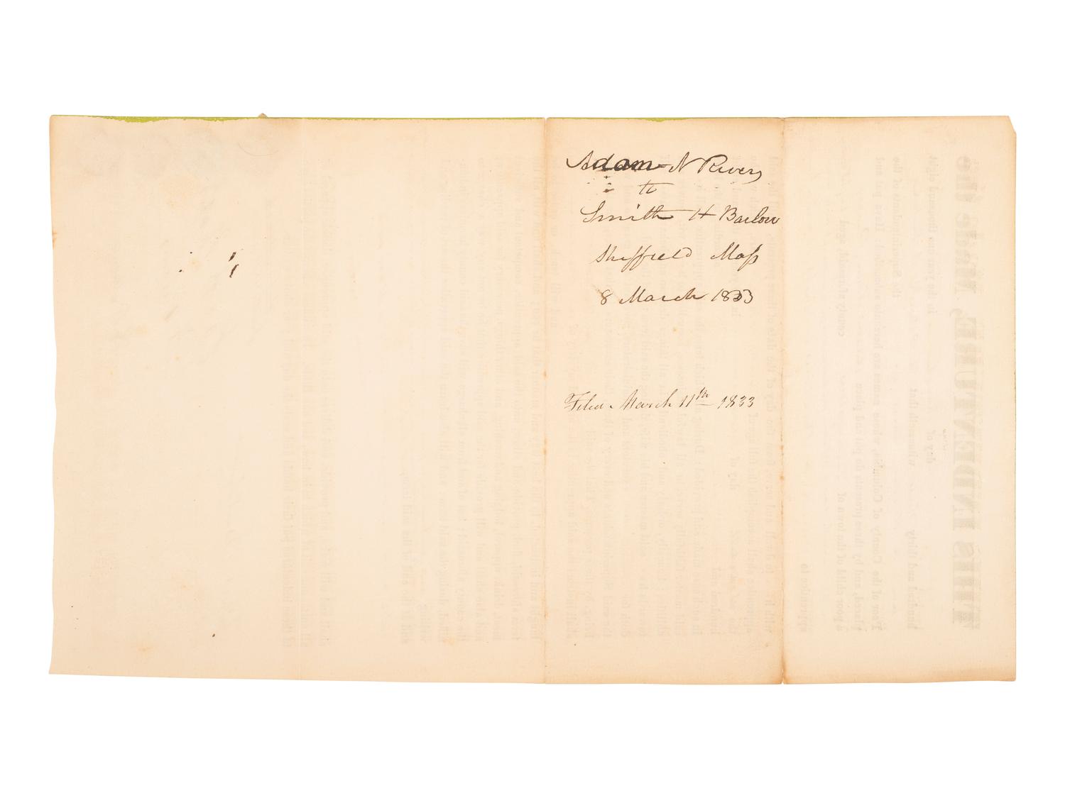 [AMERICANA]. Indenture placing "a poor child" into an apprenticeship.