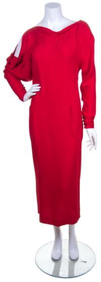 A Karl Lagerfeld Red Silk Dress Size 42.