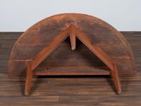 A Country Reddish Brown Painted Pine Demi-Lune Console Table