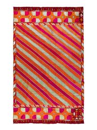 Two Indian Silk Embroidered Cotton Phulkari Shawls