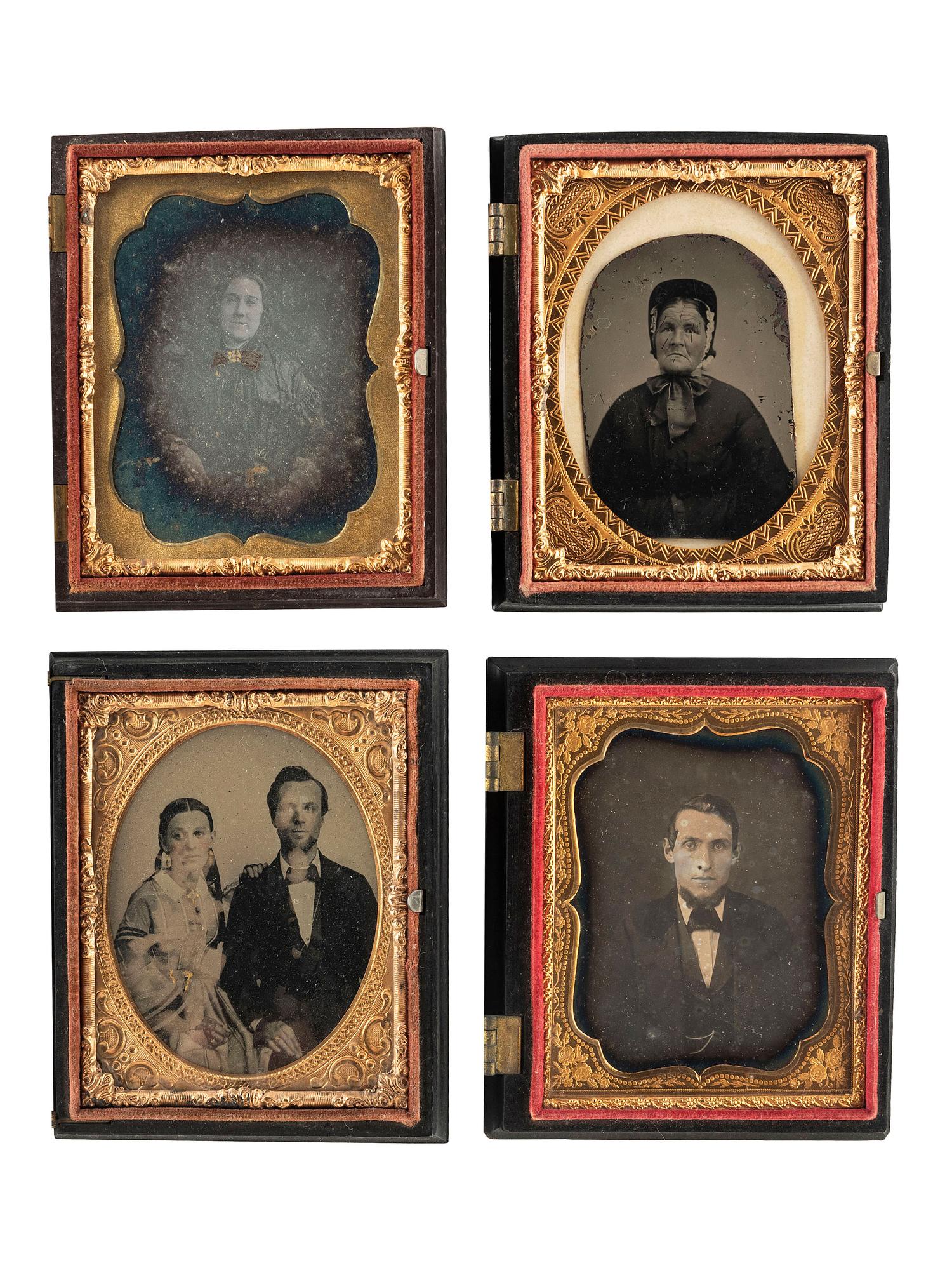 [EARLY PHOTOGRAPY]. A group of 9 Very Rare and Rare Union cases in assorted sizes, including: