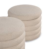 A Pair of Bouclé Storage Ottomans