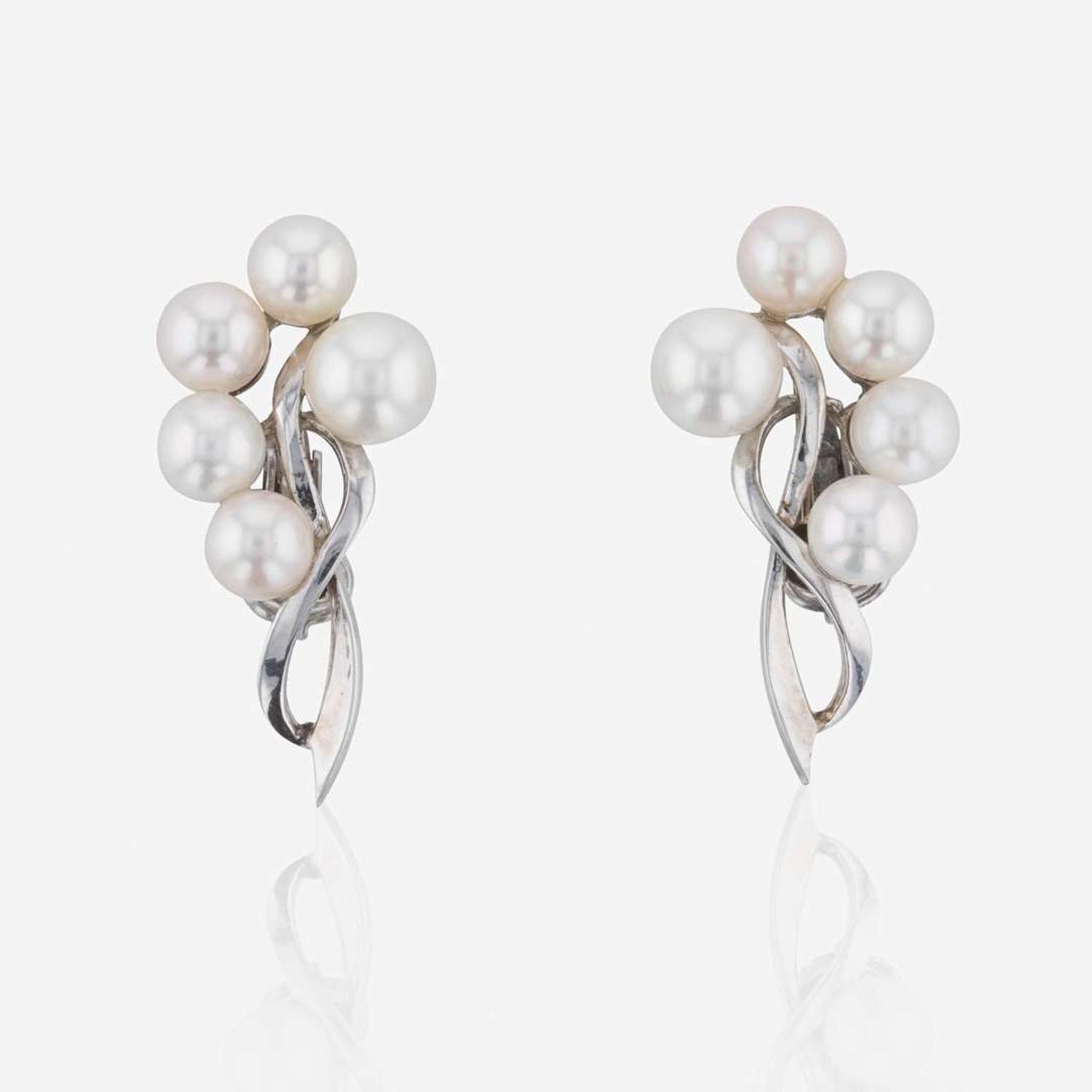 A Collection of 14K White Gold and Pearl Jewelry