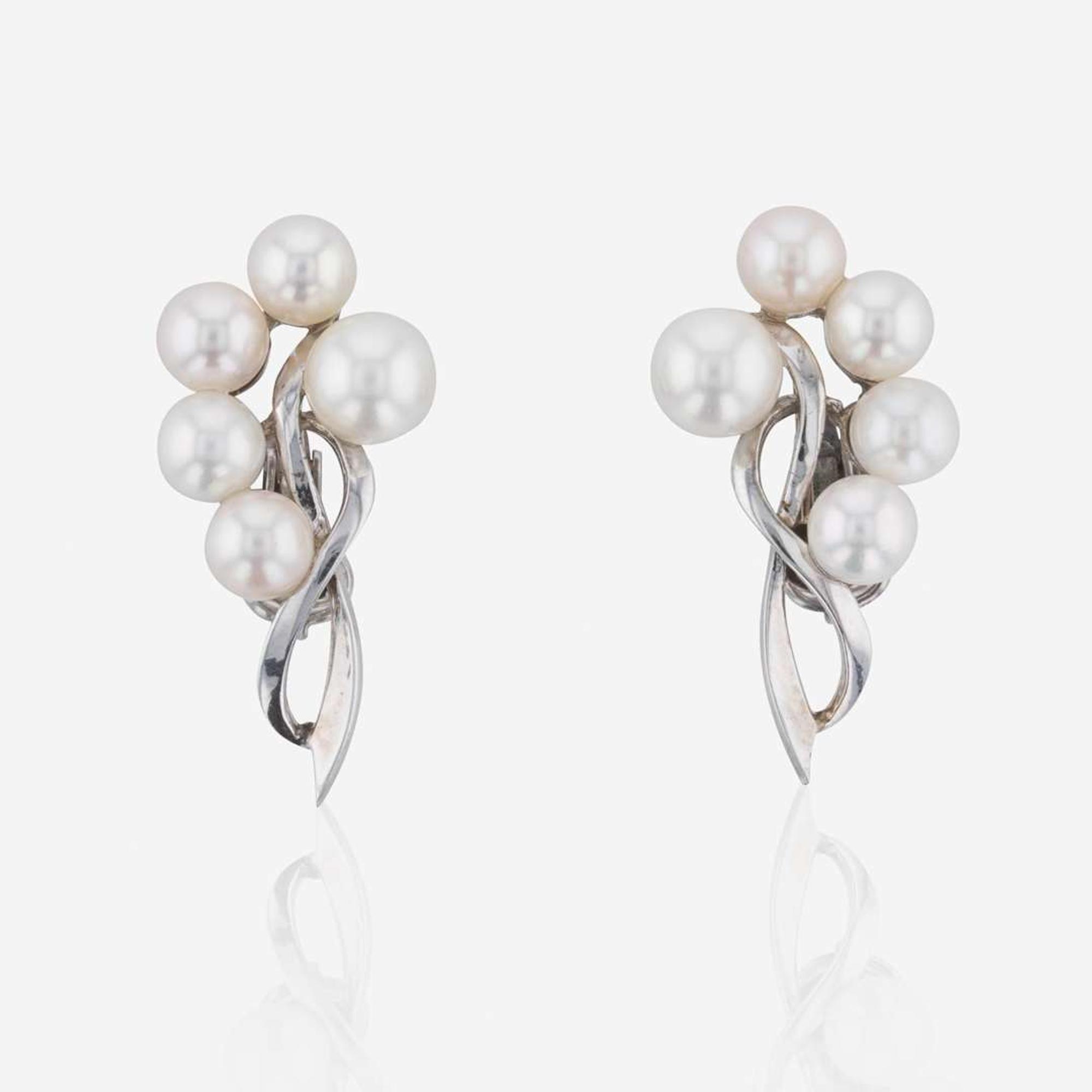 A Collection of 14K White Gold and Pearl Jewelry