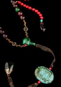 Two Chinese Court Necklaces, Chaozhu, with A Black Lacquered Circular Box and Cover
