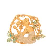 MASRIERA, YELLOW GOLD AND ENAMEL PENDANT/BROOCH
