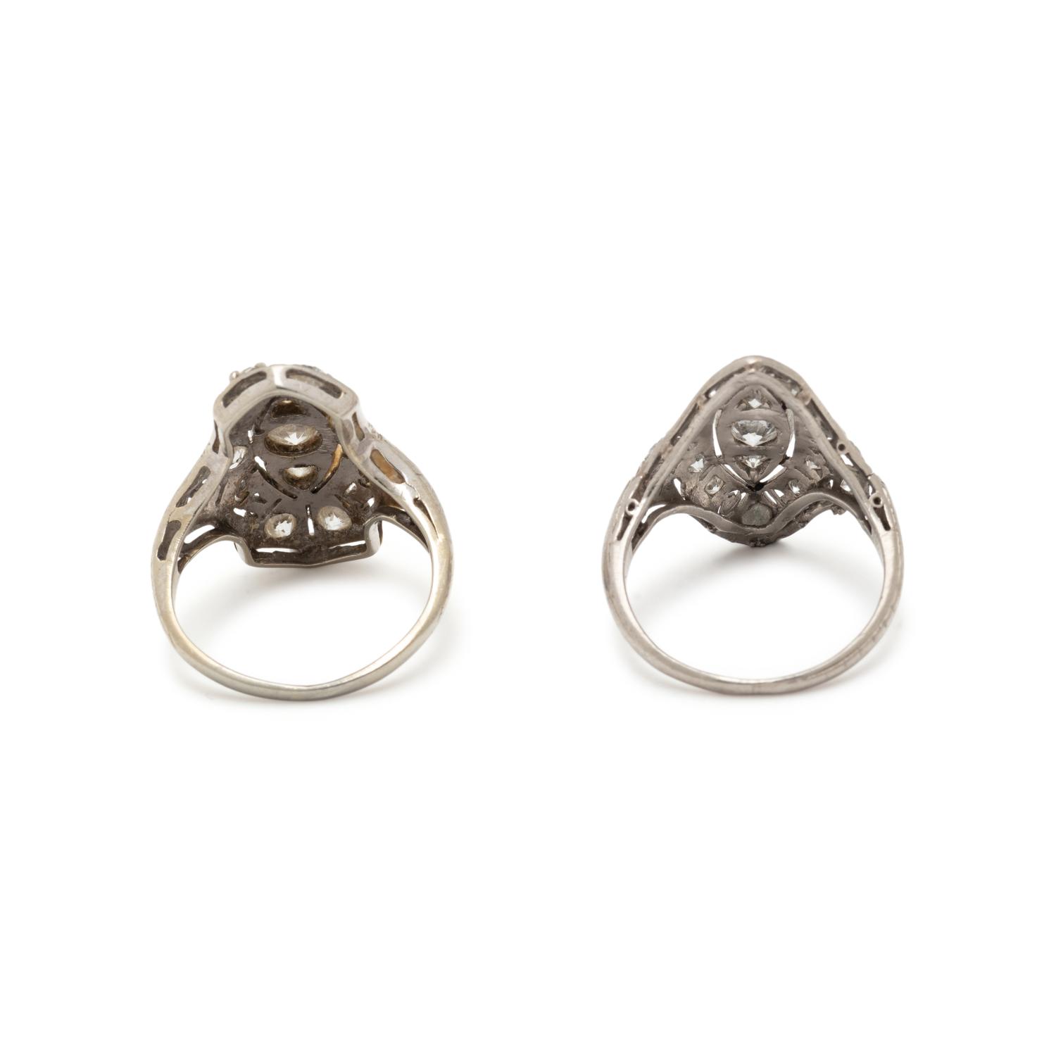 TWO DIAMOND AND PLATINUM RINGS